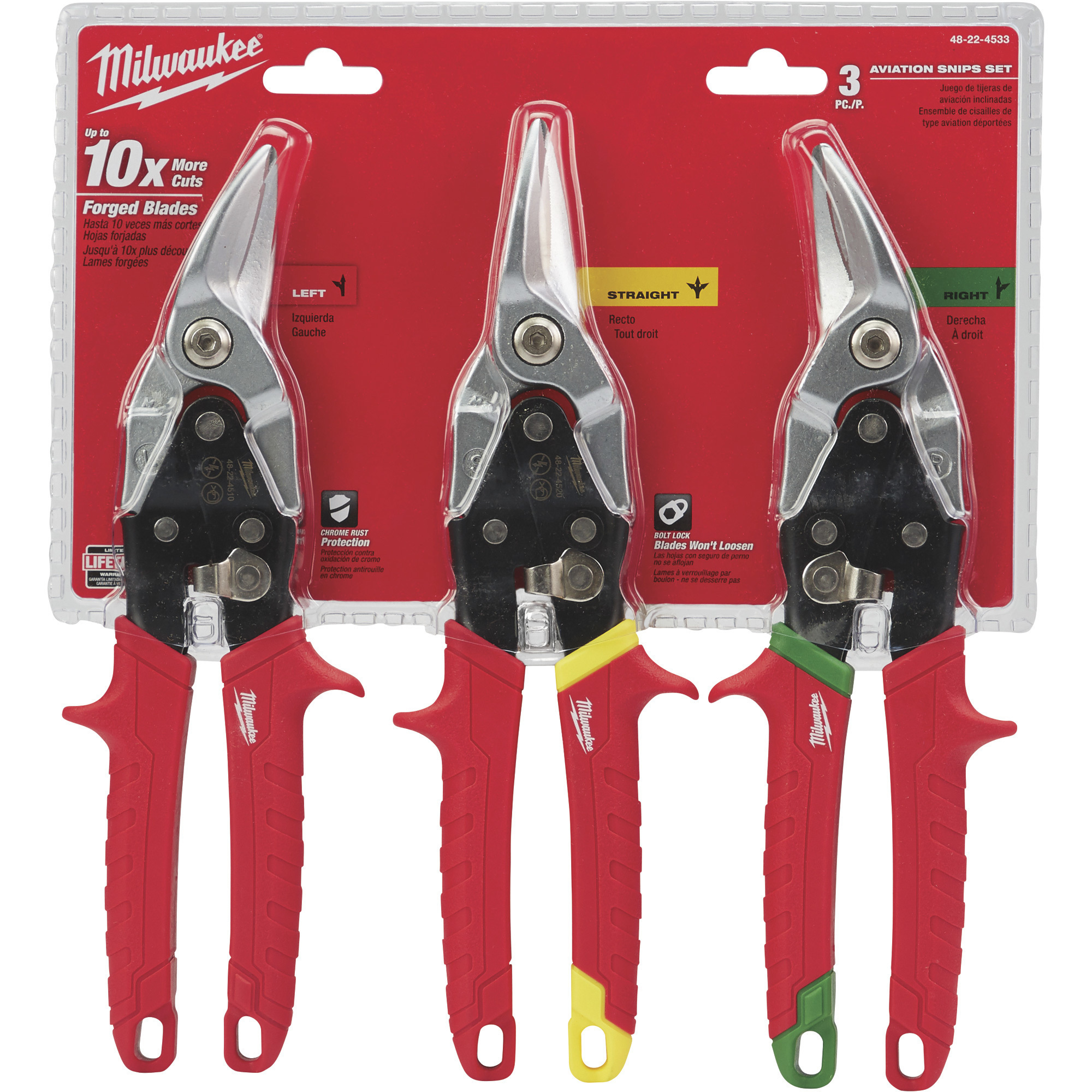 Milwaukee Aviation Snip Set, 3-Pc., Model# 48-22-4533